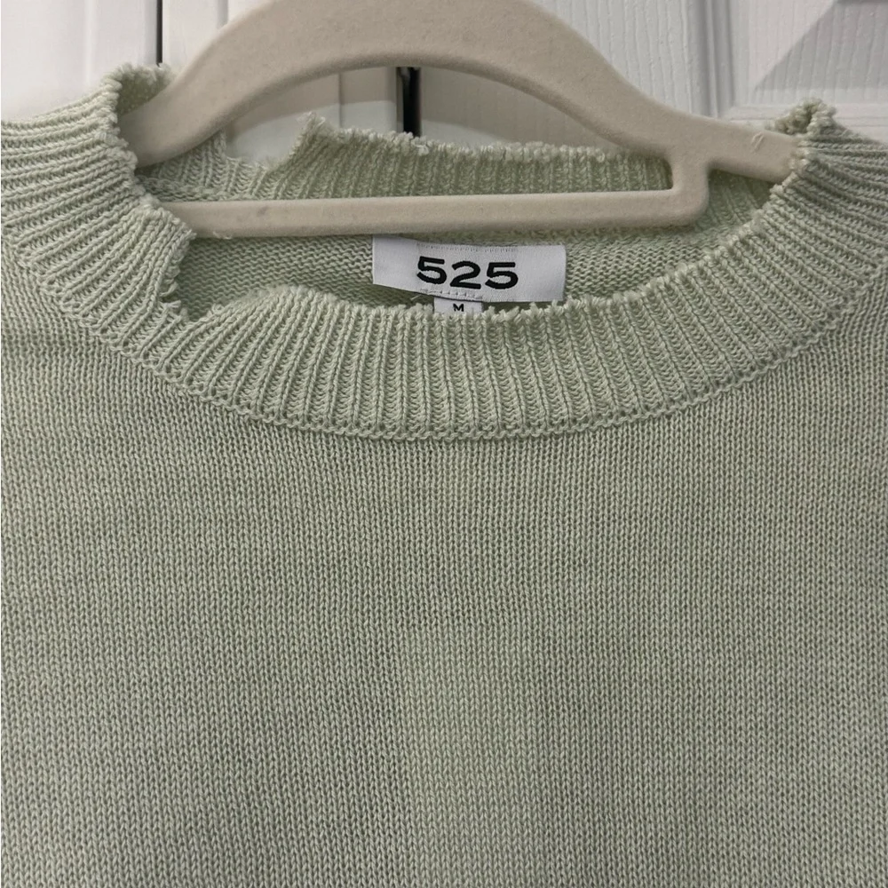 525 America Mint Green Distressed Cotton Pullover Sweater – Size M – NWT